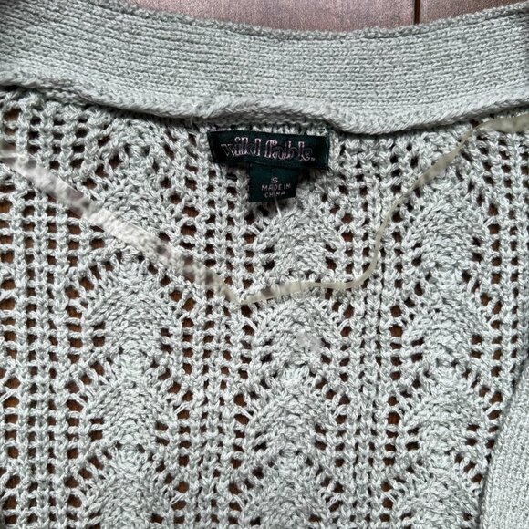 Wild Fable Women Light Mint Green Open Knit Long Sleeve Cardigan Sweater, Size S - Picture 2 of 8